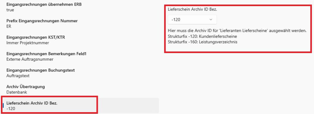 KWP-Setting für das Archivverzeichnis