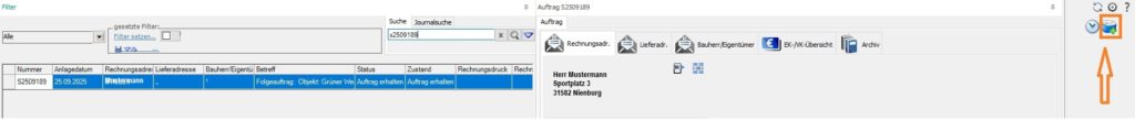Zugebuchte Materialien im Serviceauftrag